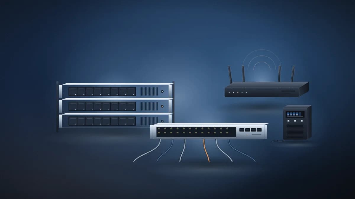 Server, network switch and router arranged as enterprise network equipment