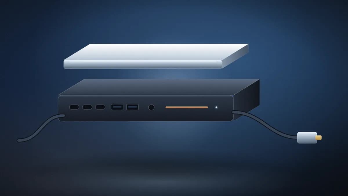 Laptop docking station with a row of ports