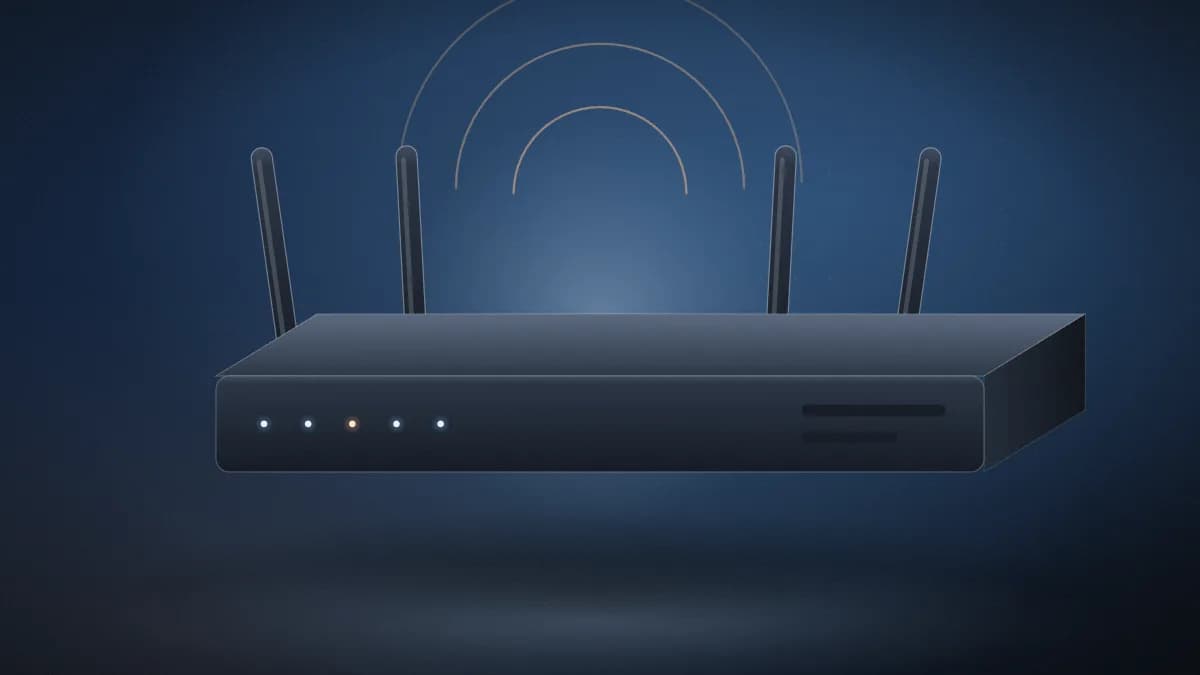 Business router with antennas and status lights
