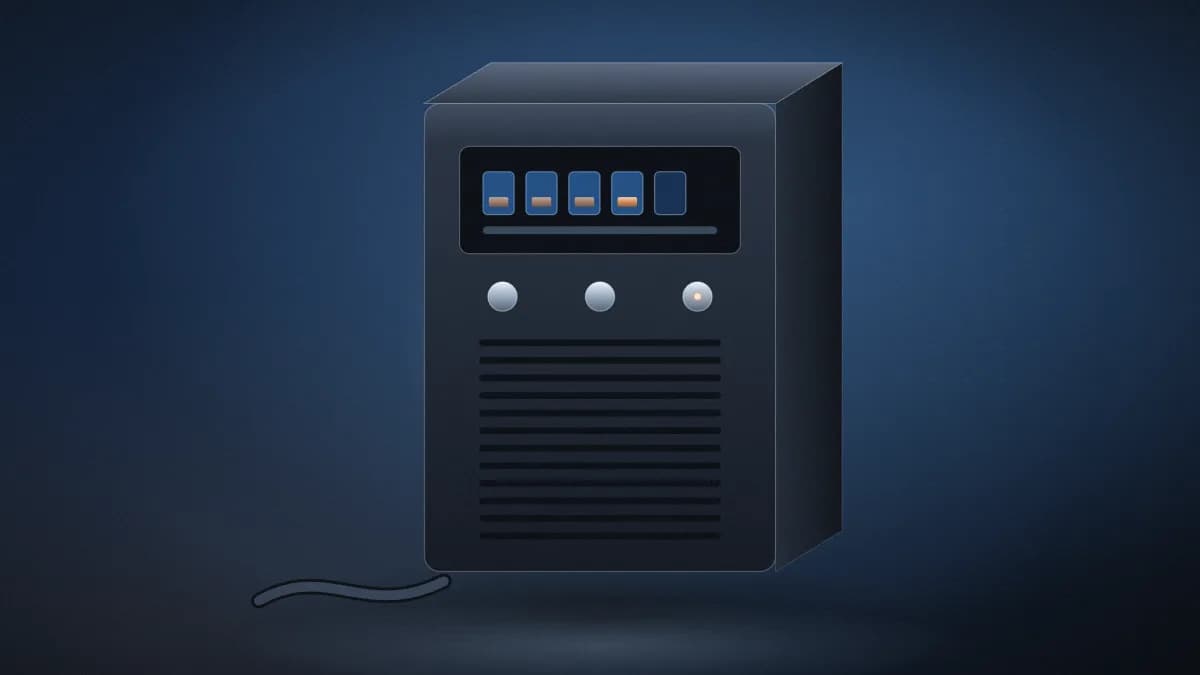 Business UPS with a status display and indicator lights