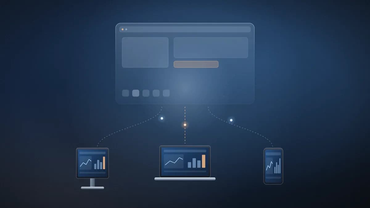 Cloud-hosted desktop streamed to a laptop, monitor and phone