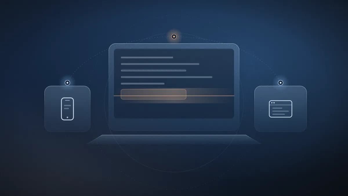 Laptop, phone and desktop inside a protective perimeter while a scan runs