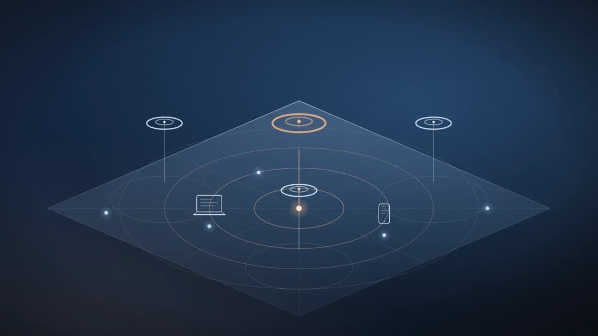 Ceiling access points spreading wireless coverage across an office floor
