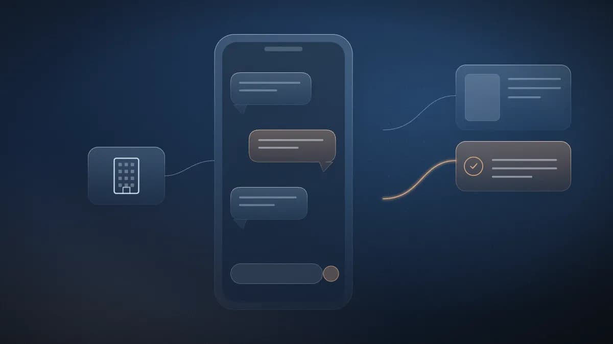 Customer chat on a phone connected to business catalogue and order cards