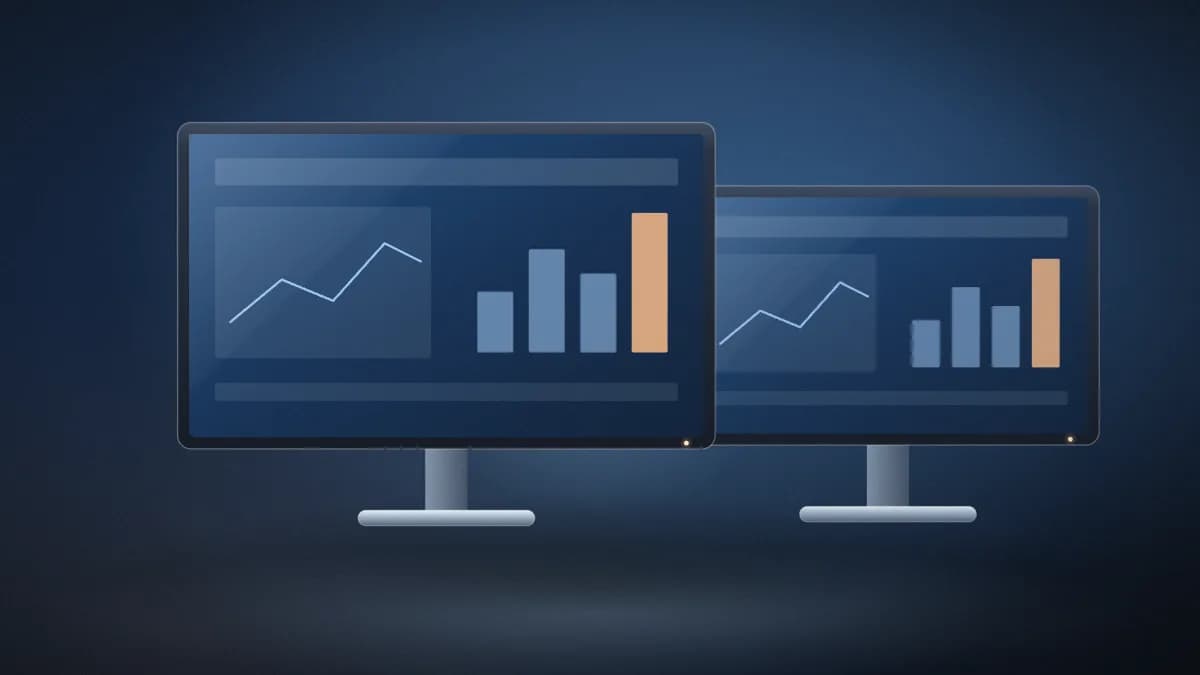 Two business monitors on a professional workstation